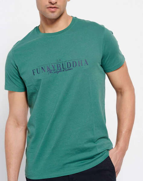 FUNKY BUDDHA Βαμβακερό t-shirt με Funky Buddha τύπωμα