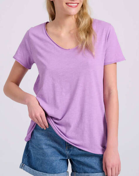 FUNKY BUDDHA Women''s V-neck self-coloured t-shirt - The essentials