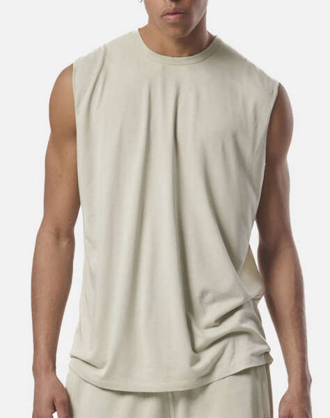 BODY ACTION MEN''S NATURAL DYE SLEEVELESS TEE