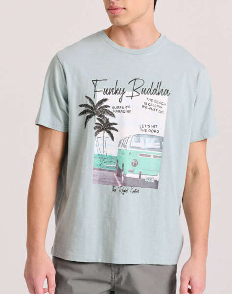 FUNKY BUDDHA T-shirt με τύπωμα σε vintage look