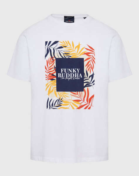 FUNKY BUDDHA T-shirt with tropical frame print