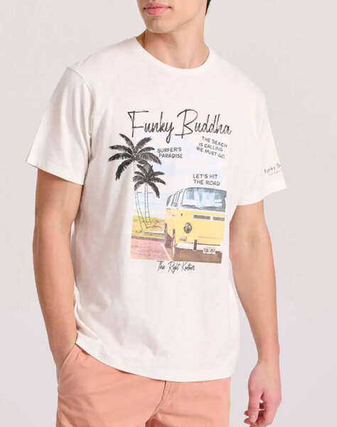 FUNKY BUDDHA T-shirt με τύπωμα σε vintage look