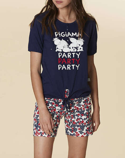 COTTONMANIA 15608 CRAZY FARM WOM. PLACKET SS PAJAMA PARTY