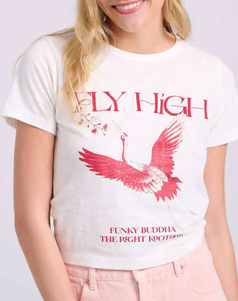 FUNKY BUDDHA Cropped t-shirt με φωτογραφικό τύπωμα