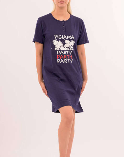 COTTONMANIA 15609 CRAZY FARM NIGHTDR. WOMEN SS PLACK. PAJAMA PARTY