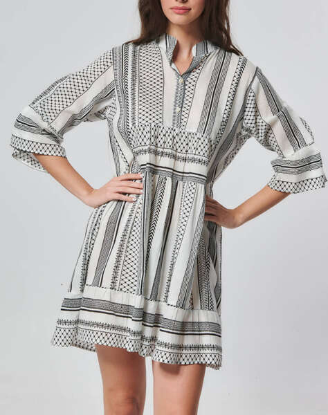 INDIRA LONG SLEEVE PRINTED DRESS