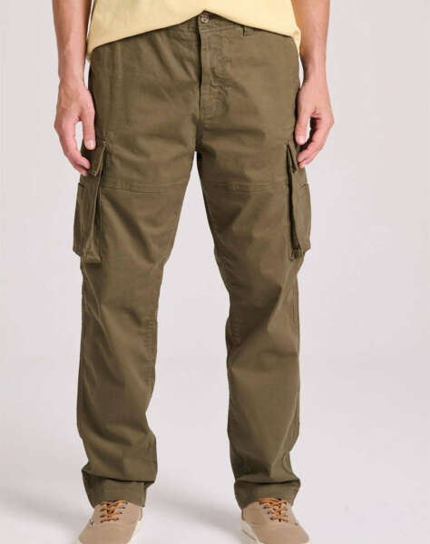 FUNKY BUDDHA Loose tapered fit cargo pants in jacquard weave