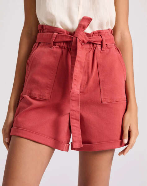 FUNKY BUDDHA Garment dyed denim shorts with tie waist