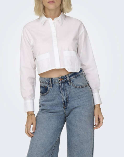 ONLY FEB ONLPAULA CELINE CROPPED POCKET SHIRT WVN