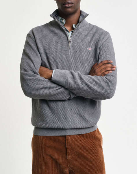 GANT SWEATER LS COTTON MICRO TEXTURED HALF ZIP