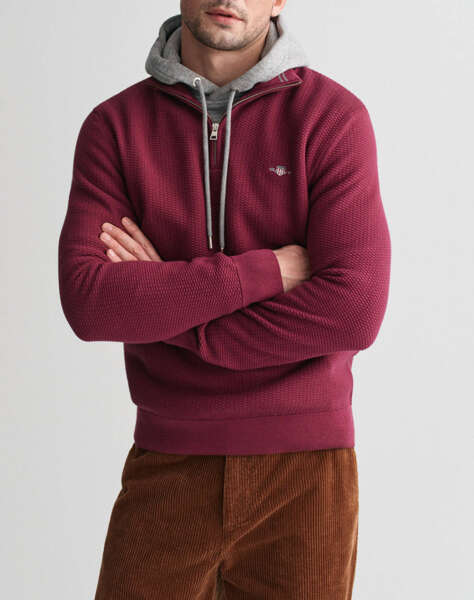 GANT SWEATER LS COTTON MICRO TEXTURED HALF ZIP