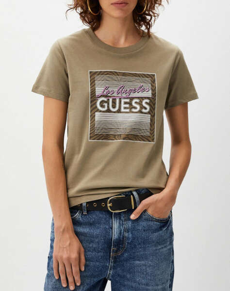 GUESS SS CN BOXY LOGO TEE SHIRT WOMEN