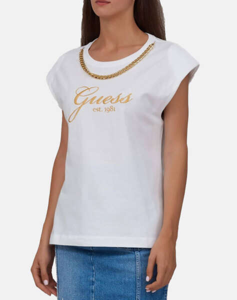 GUESS SS CN CRYSTAL LOGO TEE WOMEN