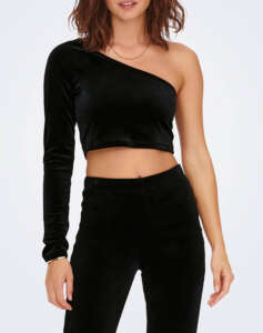 ONLY ONLSMOOTH ONE SHOULDER VELVET TOP JRS