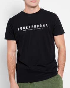 FUNKY BUDDHA Essential t-shirt με branded τύπωμα