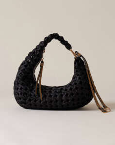 BORBONESE BORBONESE HOBO BAG NYLON-LEATHER ITAL.ORIGIN (Dimensions: 24 x 15 x 10 cm)