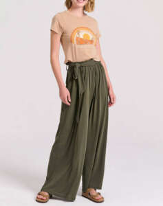 FUNKY BUDDHA Loose fit pants with elastic waist and belt