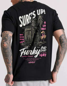 FUNKY BUDDHA loose fit t-shirt with surf print on the back