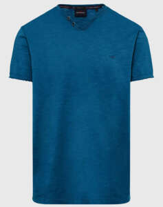 FUNKY BUDDHA T-shirt with henley neck and raw cuts - The essentials