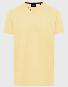 FUNKY BUDDHA T-shirt with henley neck and raw cuts - The essentials