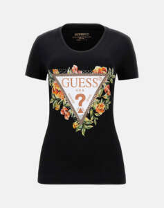 GUESS SS CN TRIANGLE FLOWERS TEE WOMEN