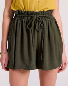 FUNKY BUDDHA Loose fit shorts with drawstring and ruffles at the waist