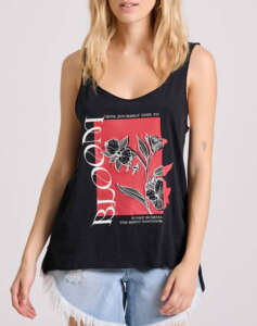 FUNKY BUDDHA Sleeveless t-shirt with blossom print and raw cuts