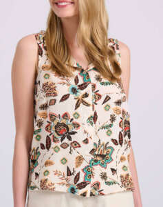 FUNKY BUDDHA Sleeveless shirt with all over print