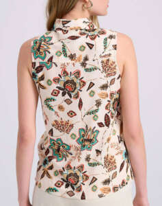 FUNKY BUDDHA Sleeveless shirt with all over print