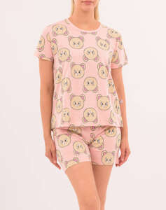 COTTONMANIA 15814 CRAZY FARM PAJ. WOMEN SS PLACK. PAJAMA PARTY