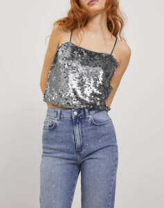 JJXX JXAVA SEQUIN STRAP CROP TOP WVN