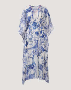 AMOR FOREST BLUE AND WHITE PRINT DRESS