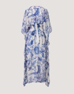 AMOR FOREST BLUE AND WHITE PRINT DRESS