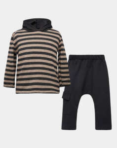 TWO IN A CASTLE BLACK MOON SET W/STRIPED TOP & SLOUCHY PANTS BABY+