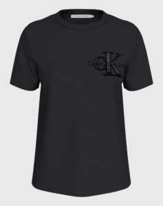 CALVIN KLEIN SATIN APPLIQUE REGULAR TEE