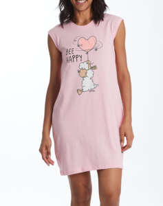 COTTONMANIA 6248 HAPPY PEOPLE NIGHTDR. WOMEN SS BE HAPPY