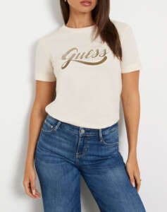 GUESS SS CN GLITTERY LOGO TEE ΜΠΛΟΥΖΑ ΓΥΝΑΙΚΕΙΟ