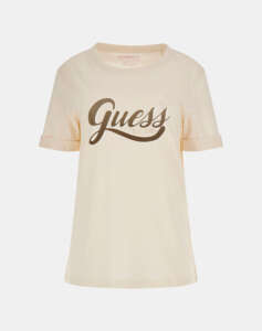 GUESS SS CN GLITTERY LOGO TEE WOMEN