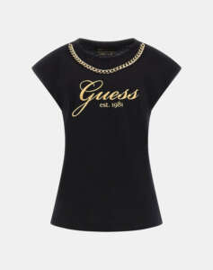 GUESS SS CN CRYSTAL LOGO TEE WOMEN