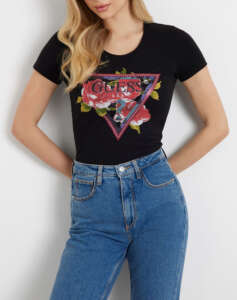 GUESS SS CN ROSES TRIANGLE TEE WOMEN