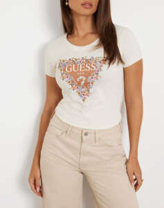 GUESS SS CN BOUQUET TRIANGLE TEE WOMEN