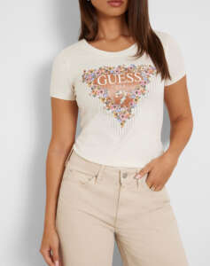 GUESS SS CN BOUQUET TRIANGLE TEE WOMEN