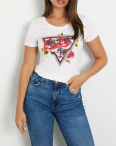 GUESS SS CN ROSES TRIANGLE TEE WOMEN