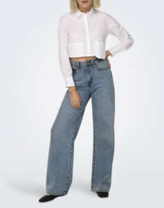 ONLY FEB ONLPAULA CELINE CROPPED POCKET SHIRT WVN