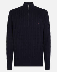 TOMMY HILFIGER CLASSIC COTTON CABLE ZIP MOCK