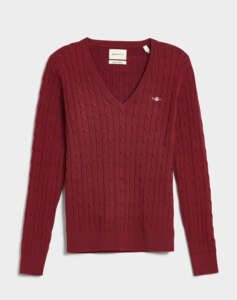 GANT SWEATER LS STRETCH COTTON CABLE V-NECK