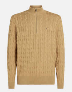 TOMMY HILFIGER CLASSIC COTTON CABLE ZIP MOCK