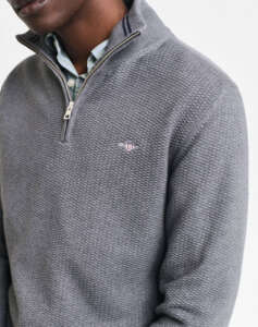 GANT SWEATER LS COTTON MICRO TEXTURED HALF ZIP