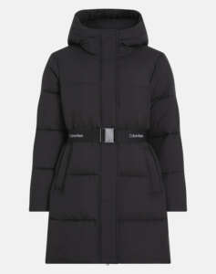 CALVIN KLEIN LOGO BELT LONG PUFFER