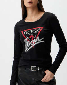 GUESS LS RN ICON TEE SHIRT WOMEN